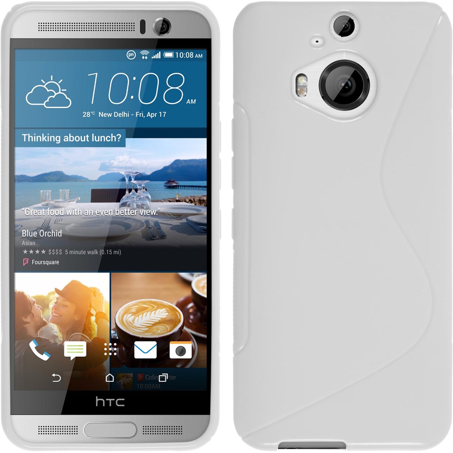 PhoneNatic Case kompatibel mit HTC One M9 Plus - weiß Silikon Hülle S-Style + 2 Schutzfolien