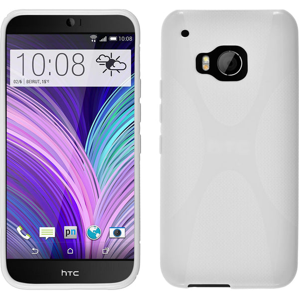 PhoneNatic Case kompatibel mit HTC One M9 - weiﬂ Silikon Hülle X-Style + 2 Schutzfolien