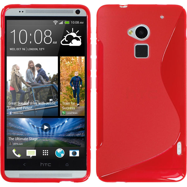 PhoneNatic Case kompatibel mit HTC One Max - rot Silikon Hülle X-Style + 2 Schutzfolien