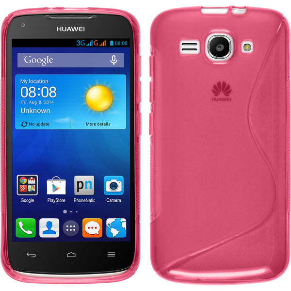 PhoneNatic Case kompatibel mit Huawei Ascend Y520 - pink Silikon Hülle S-Style + 2 Schutzfolien