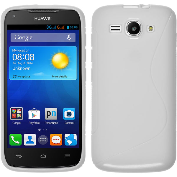 PhoneNatic Case kompatibel mit Huawei Ascend Y520 - weiß Silikon Hülle S-Style + 2 Schutzfolien