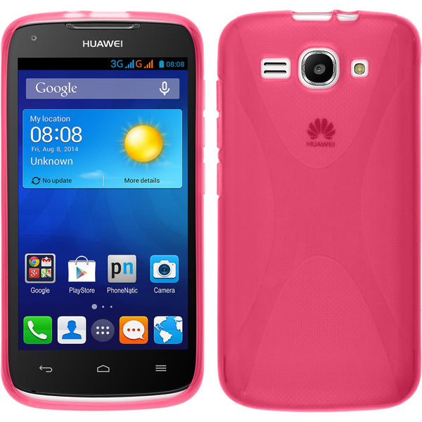 PhoneNatic Case kompatibel mit Huawei Ascend Y520 - pink Silikon Hülle X-Style + 2 Schutzfolien