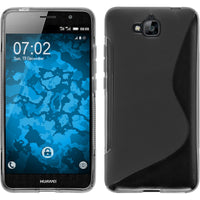 PhoneNatic Case kompatibel mit Huawei Enjoy 5 - grau Silikon Hülle S-Style + 2 Schutzfolien