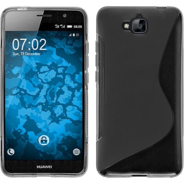 PhoneNatic Case kompatibel mit Huawei Enjoy 5 - grau Silikon Hülle S-Style + 2 Schutzfolien