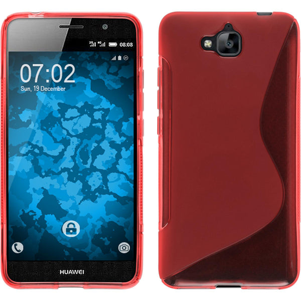 PhoneNatic Case kompatibel mit Huawei Enjoy 5 - rot Silikon Hülle S-Style + 2 Schutzfolien