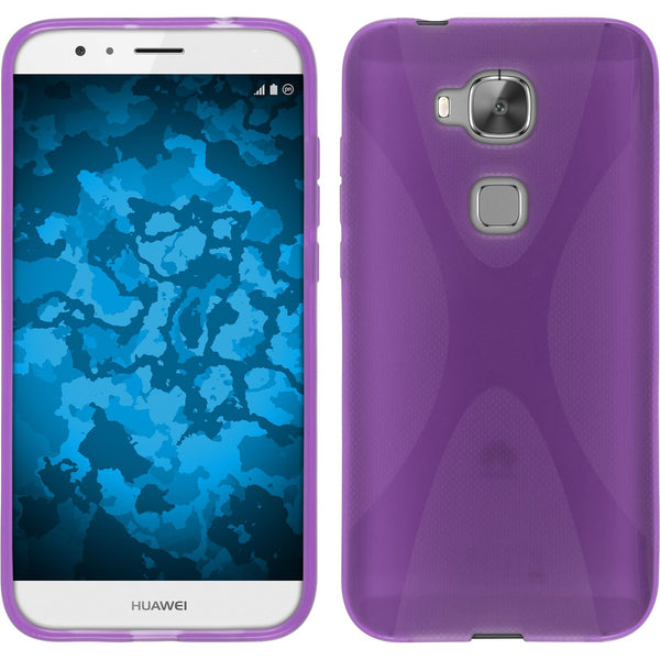 PhoneNatic Case kompatibel mit Huawei G8 - lila Silikon Hülle X-Style + 2 Schutzfolien