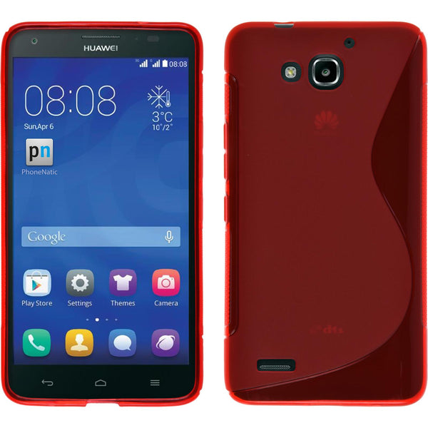 PhoneNatic Case kompatibel mit Huawei Honor 3X G750 - rot Silikon Hülle S-Style + 2 Schutzfolien