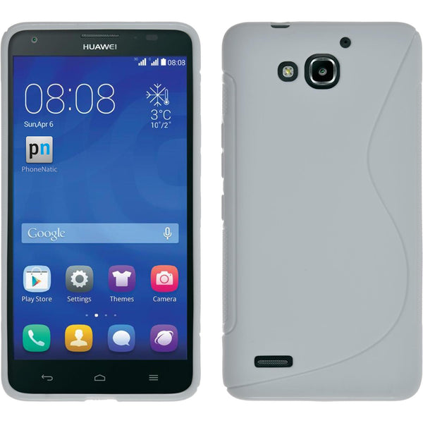 PhoneNatic Case kompatibel mit Huawei Honor 3X G750 - weiß Silikon Hülle S-Style + 2 Schutzfolien