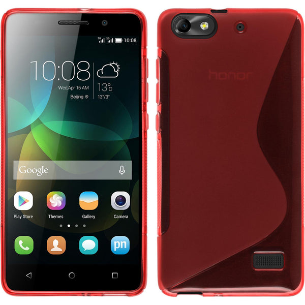 PhoneNatic Case kompatibel mit Huawei Honor 4c - rot Silikon Hülle S-Style + 2 Schutzfolien