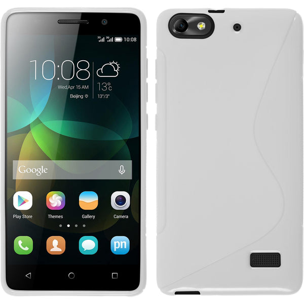 PhoneNatic Case kompatibel mit Huawei Honor 4c - weiß Silikon Hülle S-Style + 2 Schutzfolien