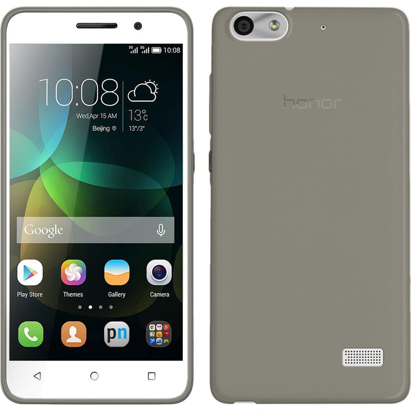 PhoneNatic Case kompatibel mit Huawei Honor 4c - grau Silikon Hülle Slimcase + 2 Schutzfolien