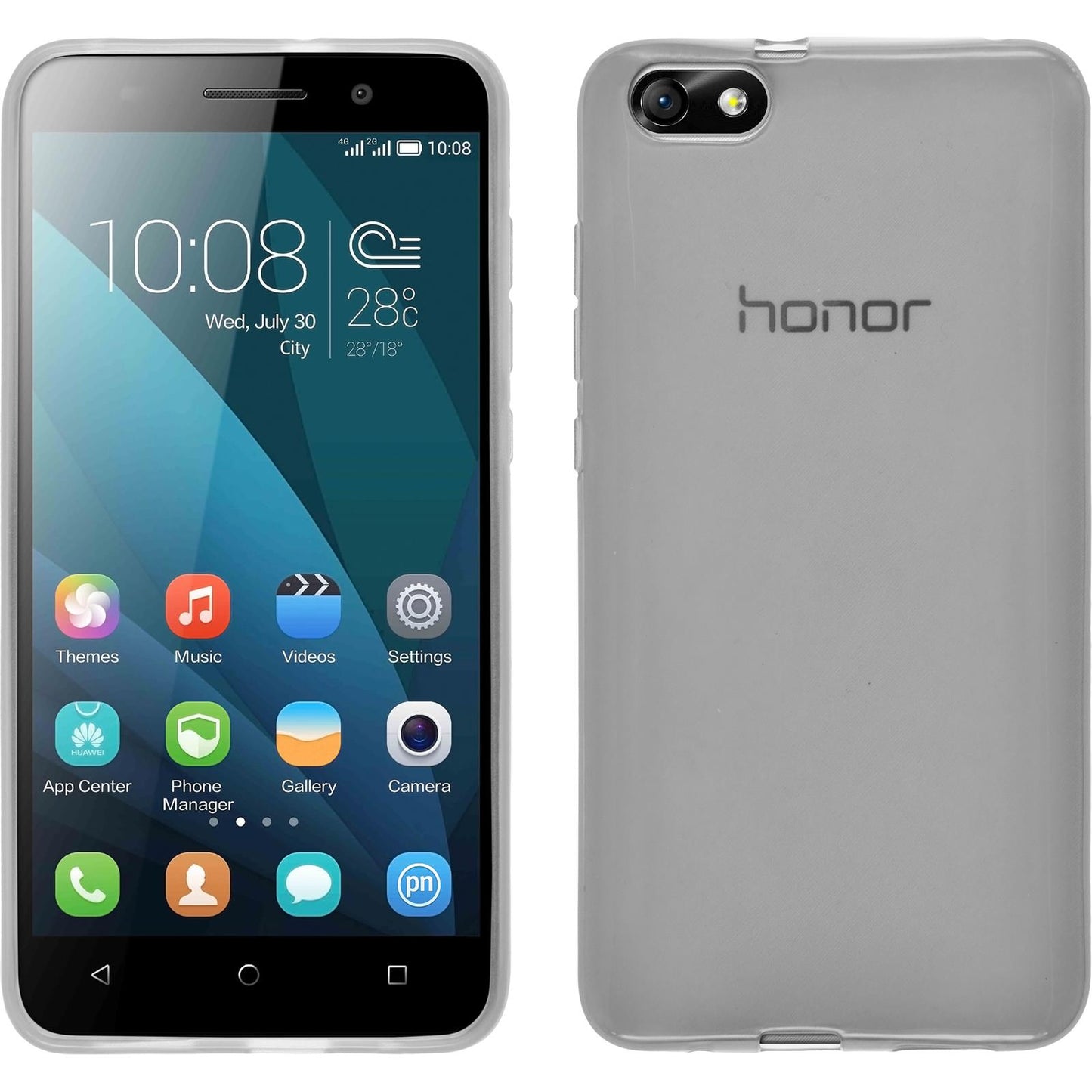 PhoneNatic Case kompatibel mit Huawei Honor 4x - weifl Silikon Hülle transparent + 2 Schutzfolien