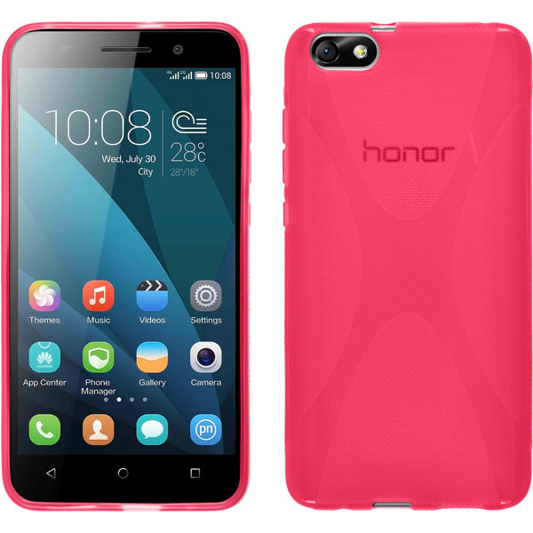PhoneNatic Case kompatibel mit Huawei Honor 4x - pink Silikon Hülle X-Style + 2 Schutzfolien