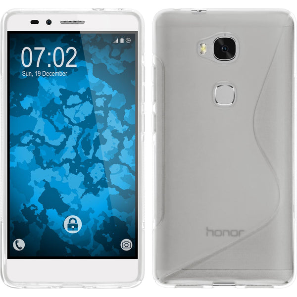 PhoneNatic Case kompatibel mit Huawei Honor 5X - clear Silikon Hülle S-Style + 2 Schutzfolien
