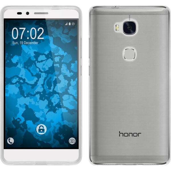 PhoneNatic Case kompatibel mit Huawei Honor 5X - Crystal Clear Silikon Hülle transparent + 2 Schutzfolien