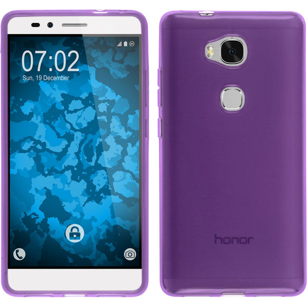 PhoneNatic Case kompatibel mit Huawei Honor 5X - lila Silikon Hülle transparent Cover