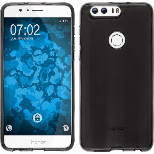 PhoneNatic Case kompatibel mit Huawei Honor 8 - grau Silikon Hülle transparent + 2 Schutzfolien