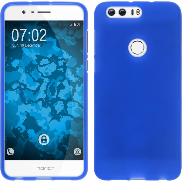 PhoneNatic Case kompatibel mit Huawei Honor 8 - blau Silikon Hülle matt + 2 Schutzfolien