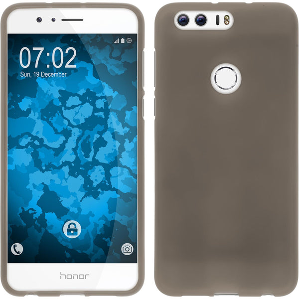 PhoneNatic Case kompatibel mit Huawei Honor 8 - grau Silikon Hülle matt + 2 Schutzfolien