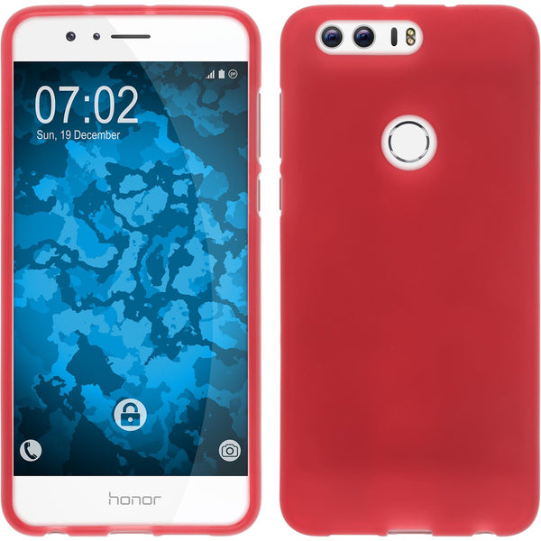 PhoneNatic Case kompatibel mit Huawei Honor 8 - rot Silikon Hülle matt + 2 Schutzfolien
