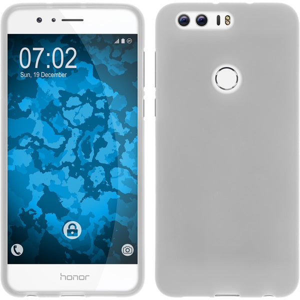 PhoneNatic Case kompatibel mit Huawei Honor 8 - weiß Silikon Hülle matt + 2 Schutzfolien