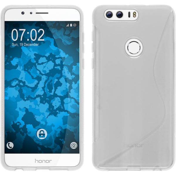 PhoneNatic Case kompatibel mit Huawei Honor 8 - clear Silikon Hülle S-Style + 2 Schutzfolien