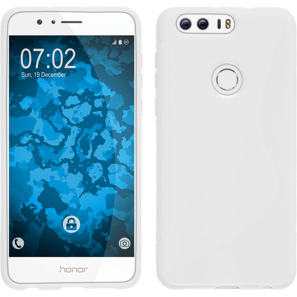 PhoneNatic Case kompatibel mit Huawei Honor 8 - weiß Silikon Hülle S-Style + 2 Schutzfolien