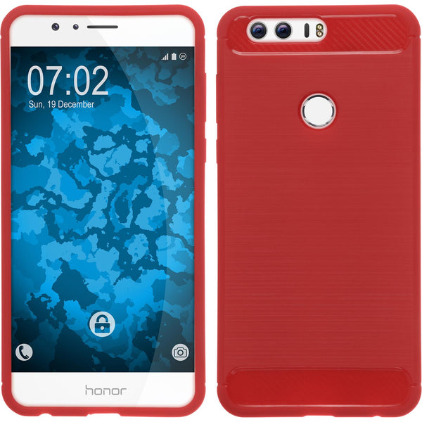 PhoneNatic Case kompatibel mit Huawei Honor 8 - rot Silikon Hülle Ultimate + 2 Schutzfolien