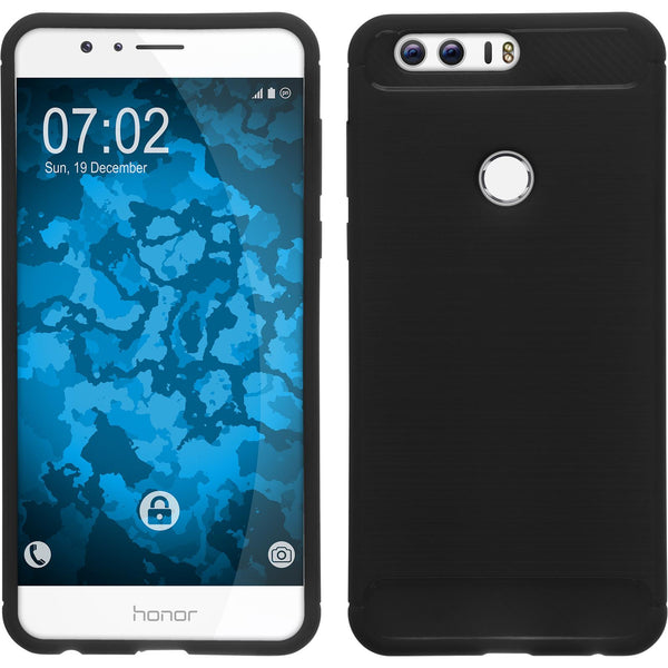 PhoneNatic Case kompatibel mit Huawei Honor 8 - schwarz Silikon Hülle Ultimate + 2 Schutzfolien
