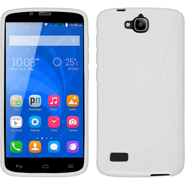 PhoneNatic Case kompatibel mit Huawei Honor Holly - weiß Silikon Hülle S-Style + 2 Schutzfolien
