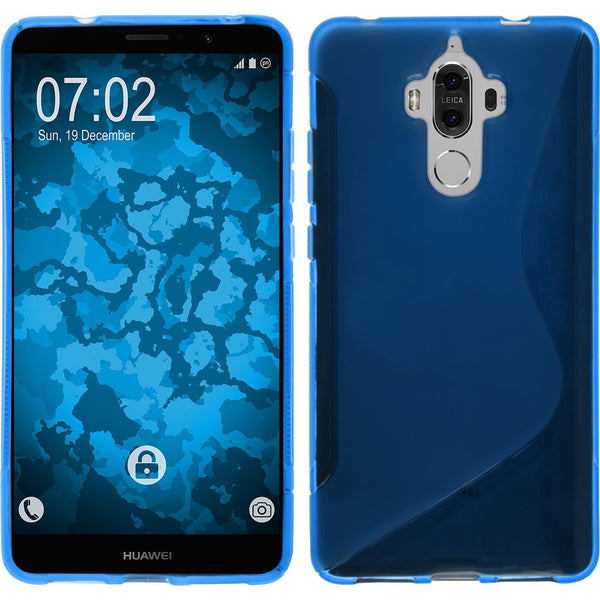 PhoneNatic Case kompatibel mit Huawei Mate 9 - blau Silikon Hülle S-Style + 2 Schutzfolien