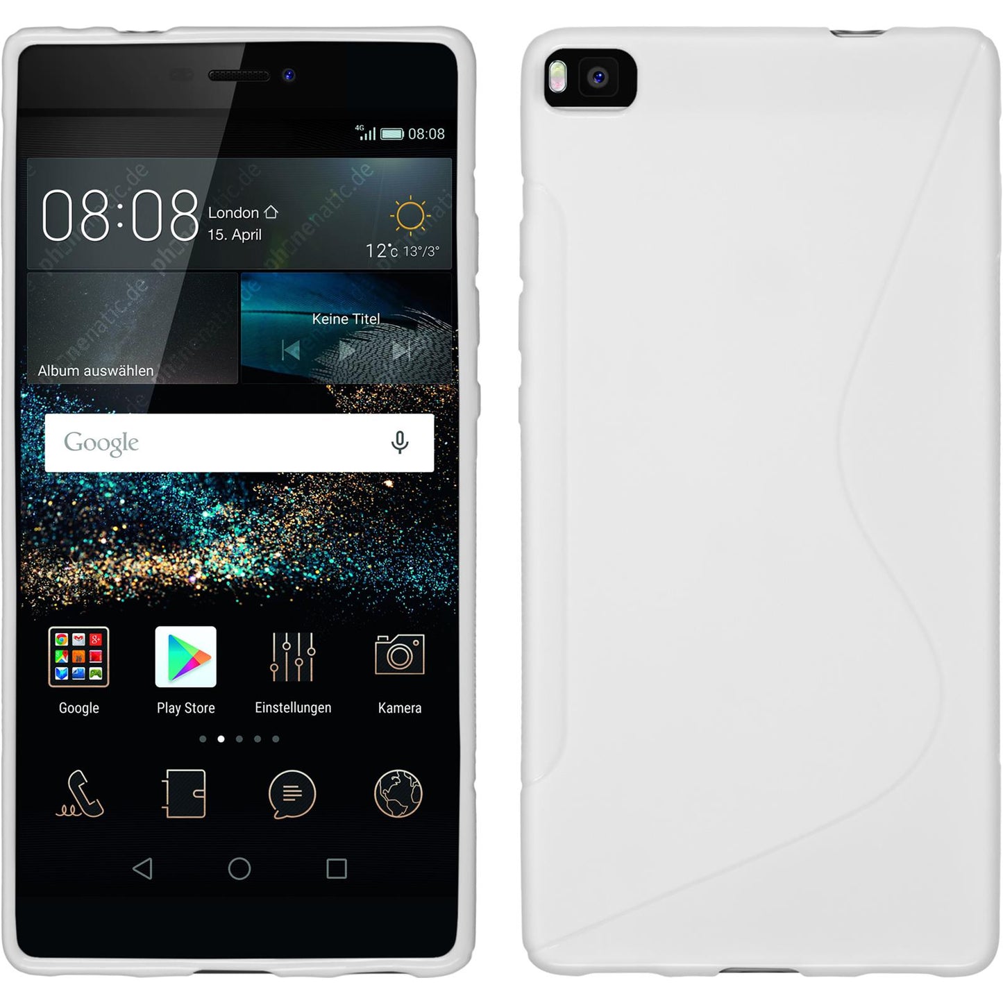 PhoneNatic Case kompatibel mit Huawei P8 - weifl Silikon Hülle S-Style + 2 Schutzfolien