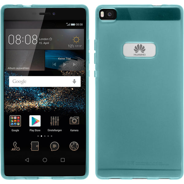 PhoneNatic Case kompatibel mit Huawei P8 - türkis Silikon Hülle transparent + 2 Schutzfolien
