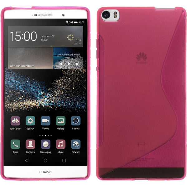 PhoneNatic Case kompatibel mit Huawei P8max - pink Silikon Hülle S-Style + 2 Schutzfolien