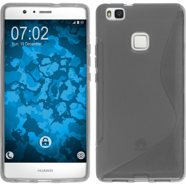 PhoneNatic Case kompatibel mit Huawei P9 Lite - grau Silikon Hülle S-Style + 2 Schutzfolien