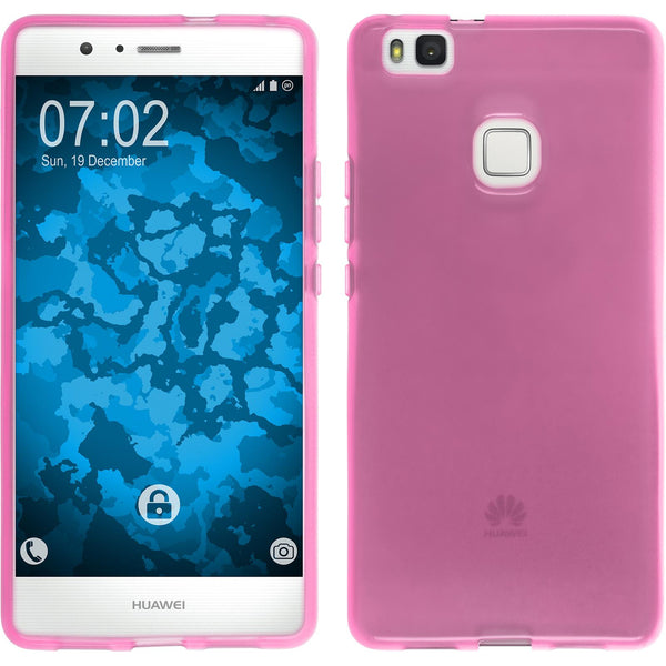 PhoneNatic Case kompatibel mit Huawei P9 Lite - rosa Silikon Hülle transparent + 2 Schutzfolien