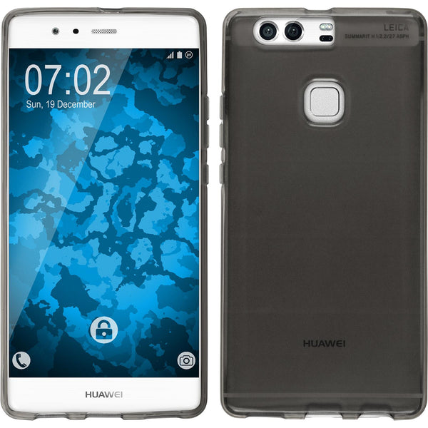 PhoneNatic Case kompatibel mit Huawei P9 Plus - grau Silikon Hülle transparent + 2 Schutzfolien