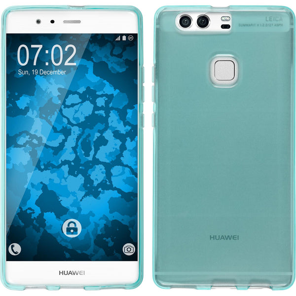PhoneNatic Case kompatibel mit Huawei P9 Plus - türkis Silikon Hülle transparent + 2 Schutzfolien