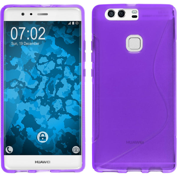 PhoneNatic Case kompatibel mit Huawei P9 Plus - lila Silikon Hülle S-Style + 2 Schutzfolien