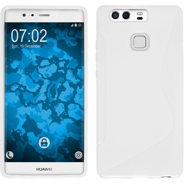 PhoneNatic Case kompatibel mit Huawei P9 - weiﬂ Silikon Hülle S-Style + 2 Schutzfolien