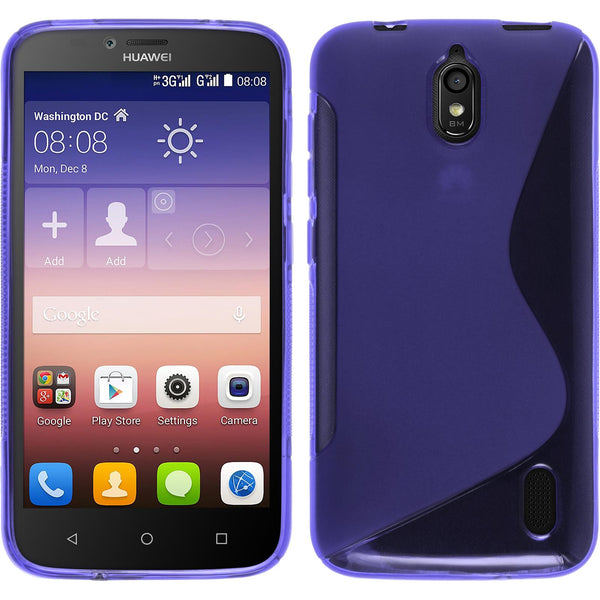PhoneNatic Case kompatibel mit Huawei Y625 - lila Silikon Hülle S-Style + 2 Schutzfolien