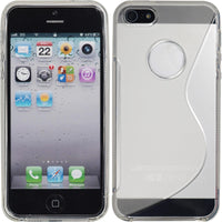 PhoneNatic Case kompatibel mit Apple iPhone 5 / 5s / SE - clear Silikon Hülle S-Style Logo + 2 Schutzfolien