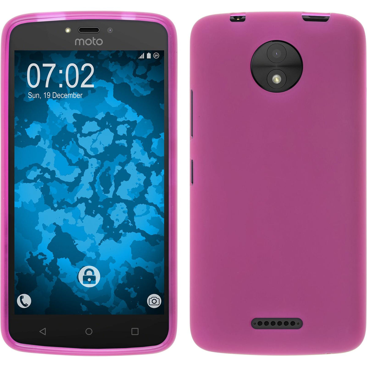 PhoneNatic Case kompatibel mit Lenovo Moto C Plus - pink Silikon Hülle matt + 2 Schutzfolien