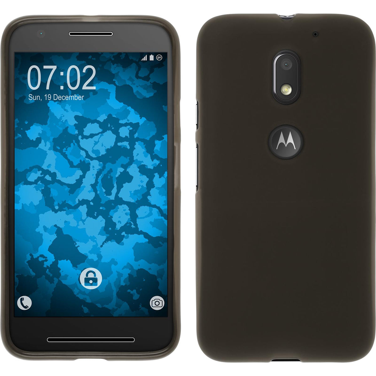 PhoneNatic Case kompatibel mit Lenovo Moto E3 - grau Silikon Hülle matt + 2 Schutzfolien