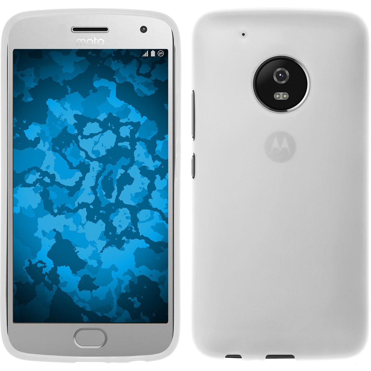 PhoneNatic Case kompatibel mit Lenovo Moto G5 Plus - weiß Silikon Hülle matt + 2 Schutzfolien