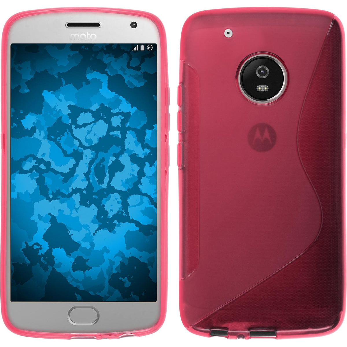 PhoneNatic Case kompatibel mit Lenovo Moto G5 Plus - pink Silikon Hülle S-Style + 2 Schutzfolien