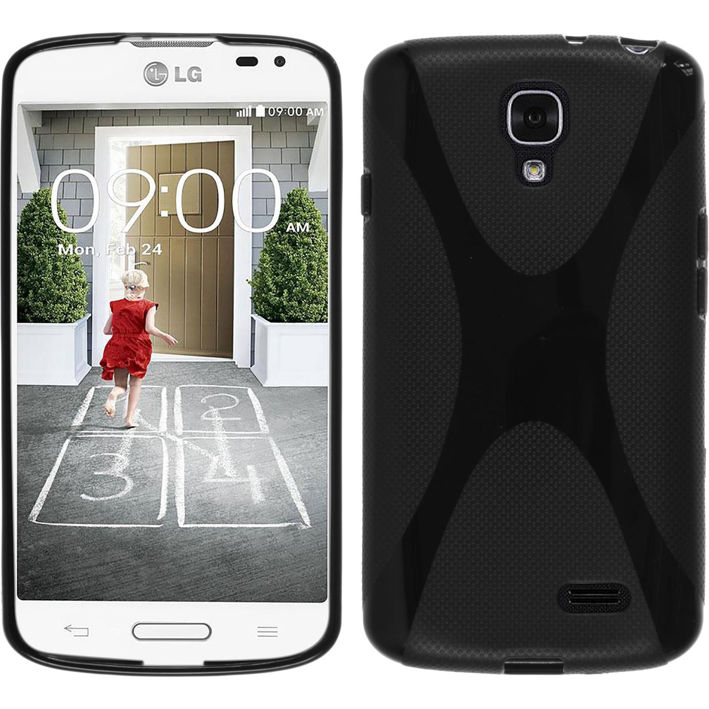 PhoneNatic Case kompatibel mit LG F70 - schwarz Silikon Hülle X-Style + 2 Schutzfolien