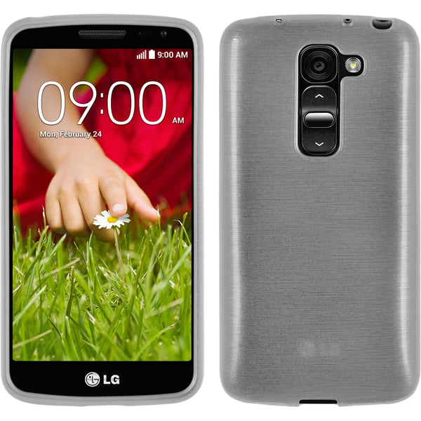 PhoneNatic Case kompatibel mit LG G2 mini - weiß Silikon Hülle brushed + 2 Schutzfolien