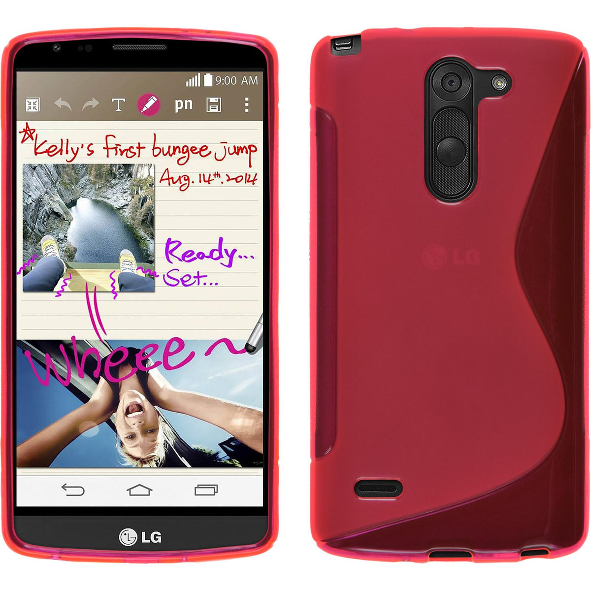 PhoneNatic Case kompatibel mit LG G3 Stylus - pink Silikon Hülle S-Style + 2 Schutzfolien