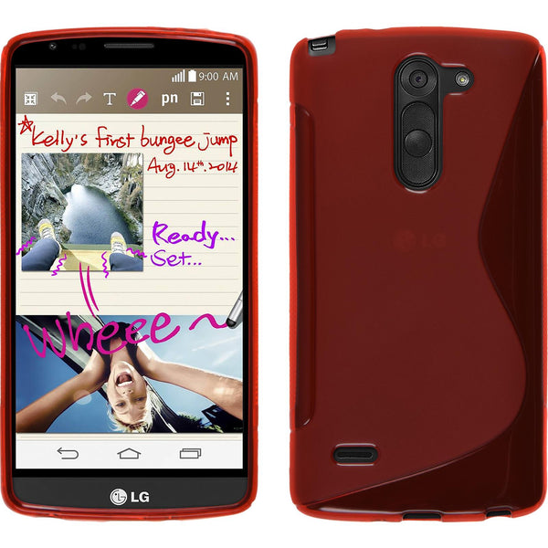 PhoneNatic Case kompatibel mit LG G3 Stylus - rot Silikon Hülle S-Style + 2 Schutzfolien